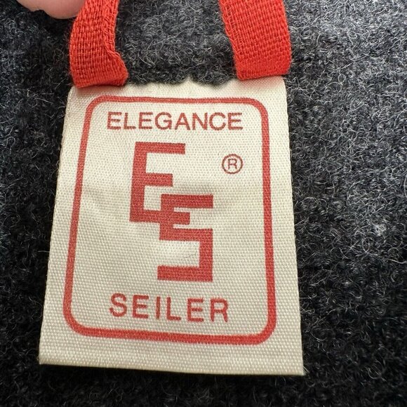 Elegance Seiler Cardigan Boiled Wool Button Front Sz 38 Gray Green trim Pockets - Picture 9 of 13